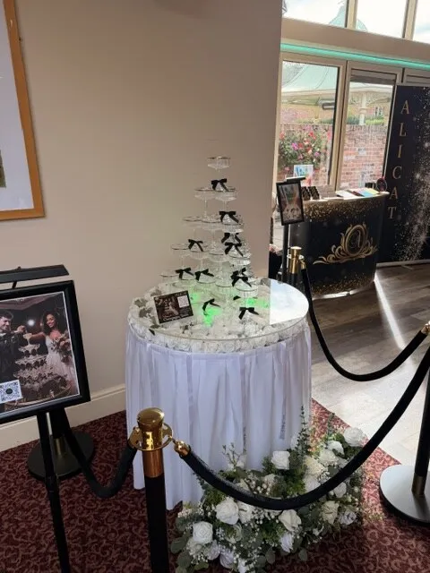 Alicat’s champagne tower display at the Mount Pleasant wedding fair